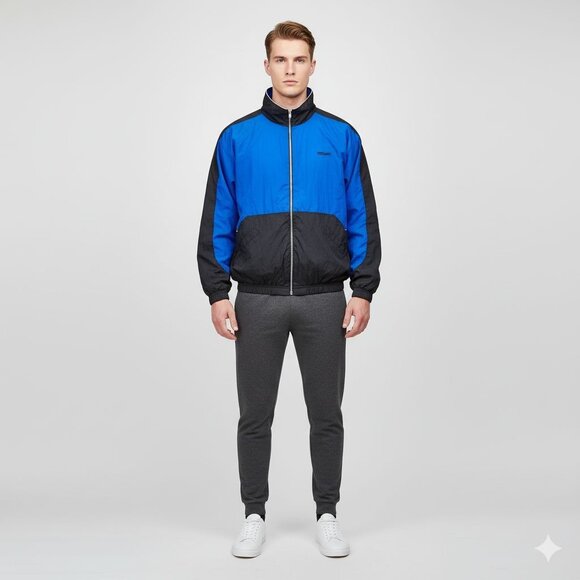 Vintage Wilson Athletic Track Jacket (XL) Black Blue - Picture 4 of 9